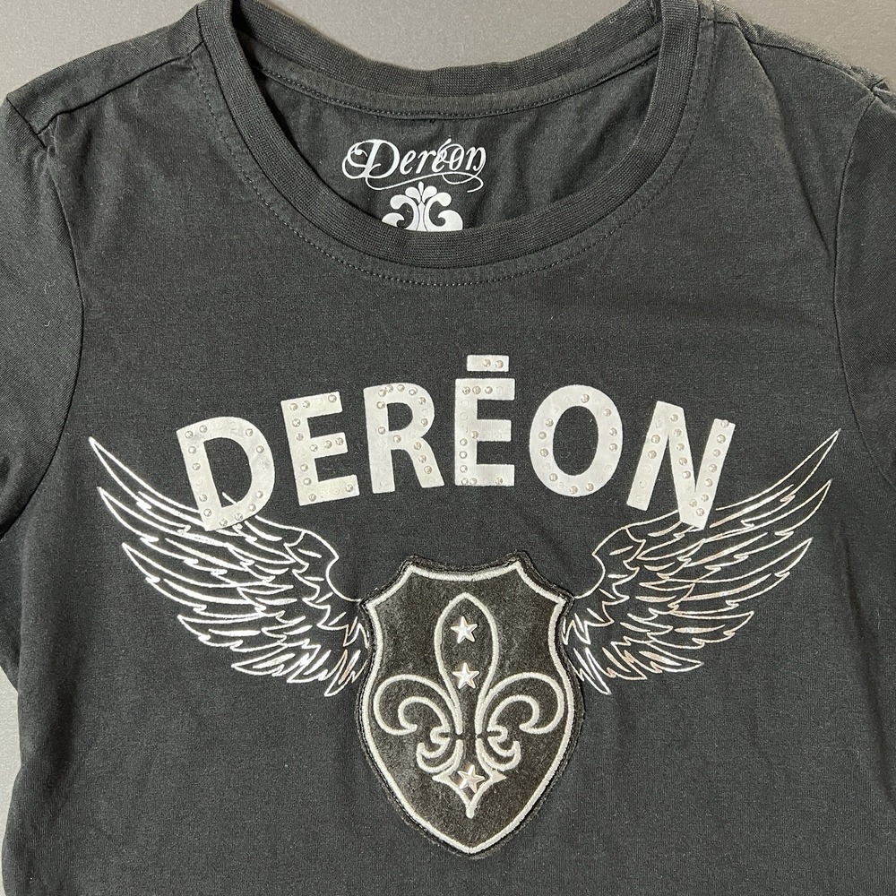 Vintage Dereon Graphic Tshirt Women's M‎ Black Y2K Grunge Whimsigoth Designer